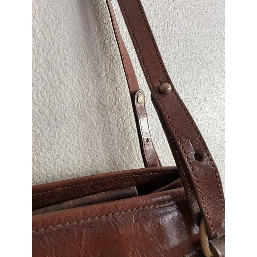 Brahmin Brown Leather Shoulder Bag Womens Medium Adjustable Strap Tote Purse